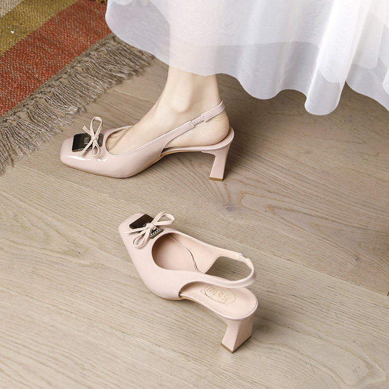 Chunky Heel Mary Jane Sandals for Women, Open-Back Square Toe, Nude Pink, Minimalist Summer Style, 2025 Trendy Fashion Footwear Chunky Heel Mary Jane Sandals for Women, Open-Back Square Toe, Nude Pink, Minimalist Summer Style, 2025 Trendy Fashion Footwear