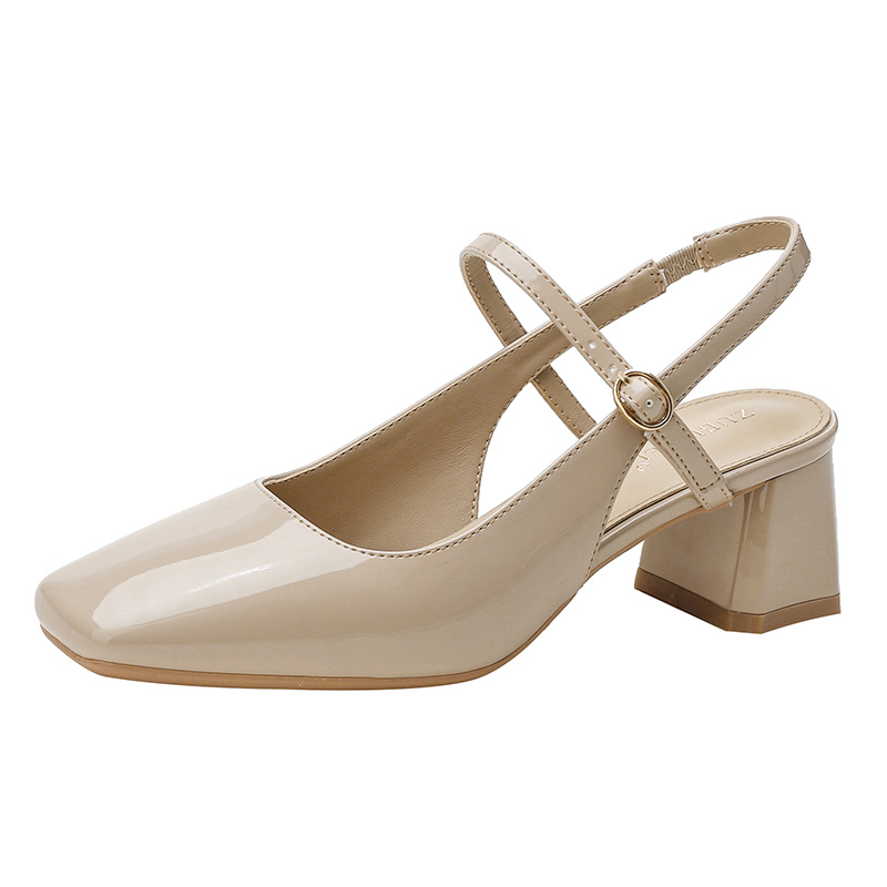 Chunky Heel Mary Jane Sandals for Women, Open-Back Square Toe, Nude Pink, Minimalist Summer Style, 2025 Trendy Fashion Footwear Chunky Heel Mary Jane Sandals for Women, Open-Back Square Toe, Nude Pink, Minimalist Summer Style, 2025 Trendy Fashion Footwear