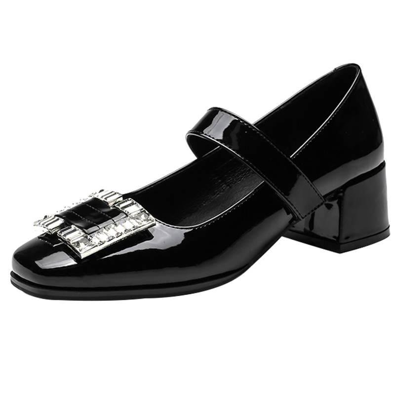 Chunky Heel Square Buckle Mary Jane Shoes for Women, JK Japanese Style, Shallow Mouth, Flat Bottom, 2025 New Fashion Trend Chunky Heel Square Buckle Mary Jane Shoes for Women, JK Japanese Style, Shallow Mouth, Flat Bottom, 2025 New Fashion Trend