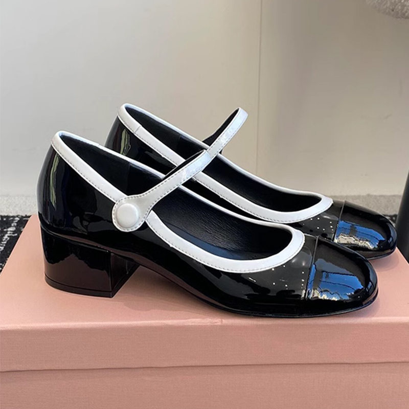 Chunky-Heeled Genuine Leather Mary Jane Shoes for Women - French Style, Shallow Mouth, One-Strap Design, Mid-Heel Flats for Autumn & Winter Chunky-Heeled Genuine Leather Mary Jane Shoes for Women - French Style, Shallow Mouth, One-Strap Design, Mid-Heel Flats for Autumn & Winter