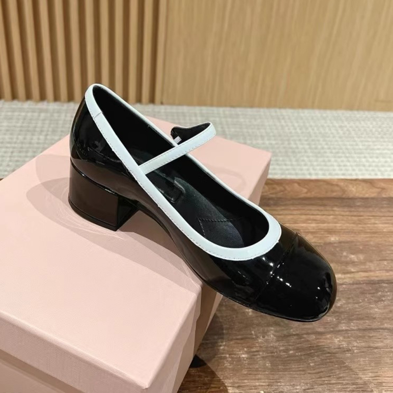 Chunky-Heeled Genuine Leather Mary Jane Shoes for Women - French Style, Shallow Mouth, One-Strap Design, Mid-Heel Flats for Autumn & Winter