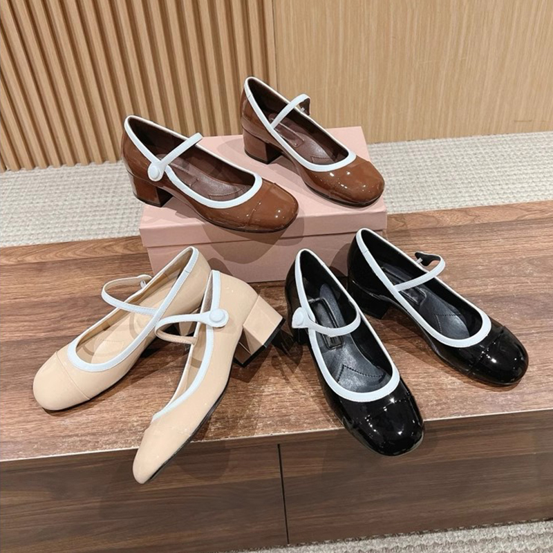 Chunky-Heeled Genuine Leather Mary Jane Shoes for Women - French Style, Shallow Mouth, One-Strap Design, Mid-Heel Flats for Autumn & Winter Chunky-Heeled Genuine Leather Mary Jane Shoes for Women - French Style, Shallow Mouth, One-Strap Design, Mid-Heel Flats for Autumn & Winter