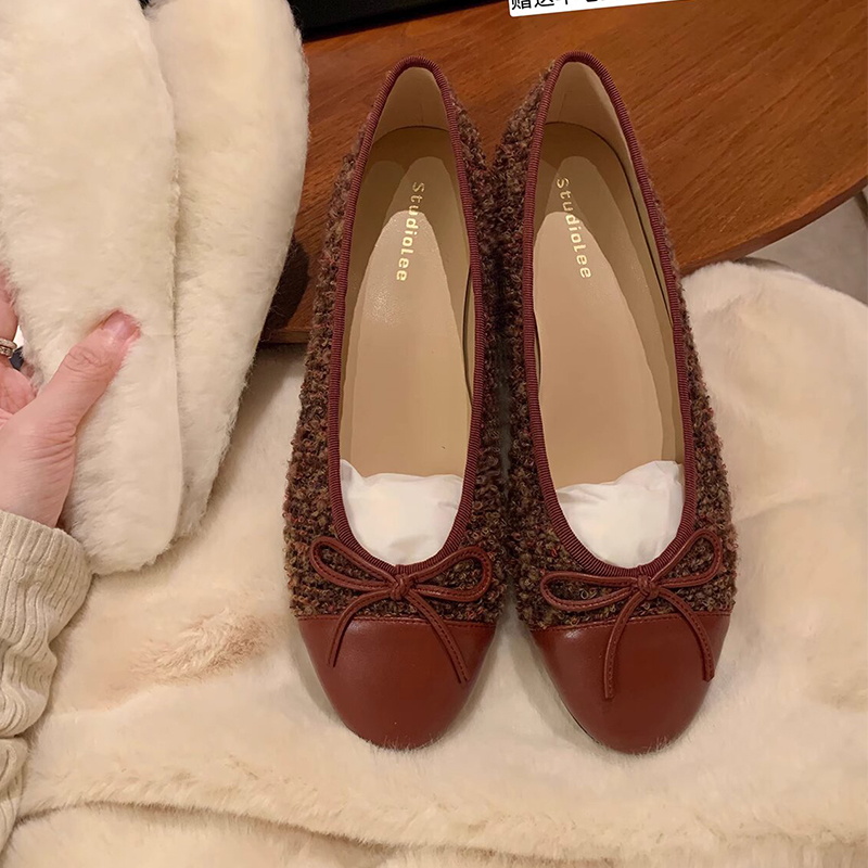 Classic Round Toe Bow Ballet Flats - Genuine Leather Spring 2025 French Chic Women's Shoes for Effortless Style