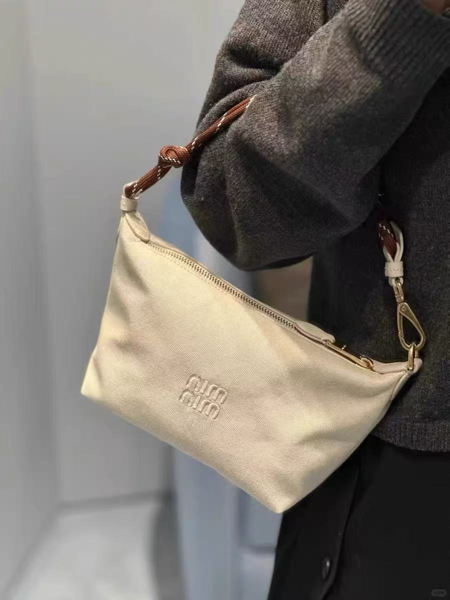 Color Block Canvas Lunch Box Bag - 2025 Internet Celebrity Fashion Commuter Shoulder Crossbody Bag for Surfing and Daily Use