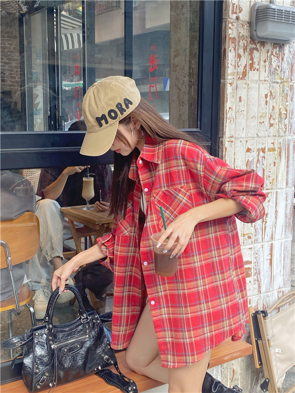 Color-Block Plaid Shirt Jacket - ITZY Inspired Jazz Hip-Hop Street Dance Top with Retro Vibe for Girls Color-Block Plaid Shirt Jacket - ITZY Inspired Jazz Hip-Hop Street Dance Top with Retro Vibe for Girls