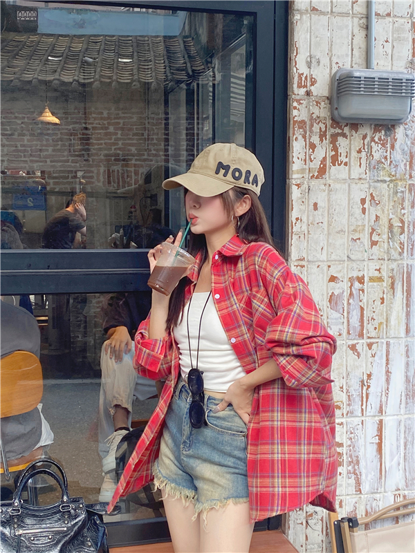 Color-Block Plaid Shirt Jacket - ITZY Inspired Jazz Hip-Hop Street Dance Top with Retro Vibe for Girls