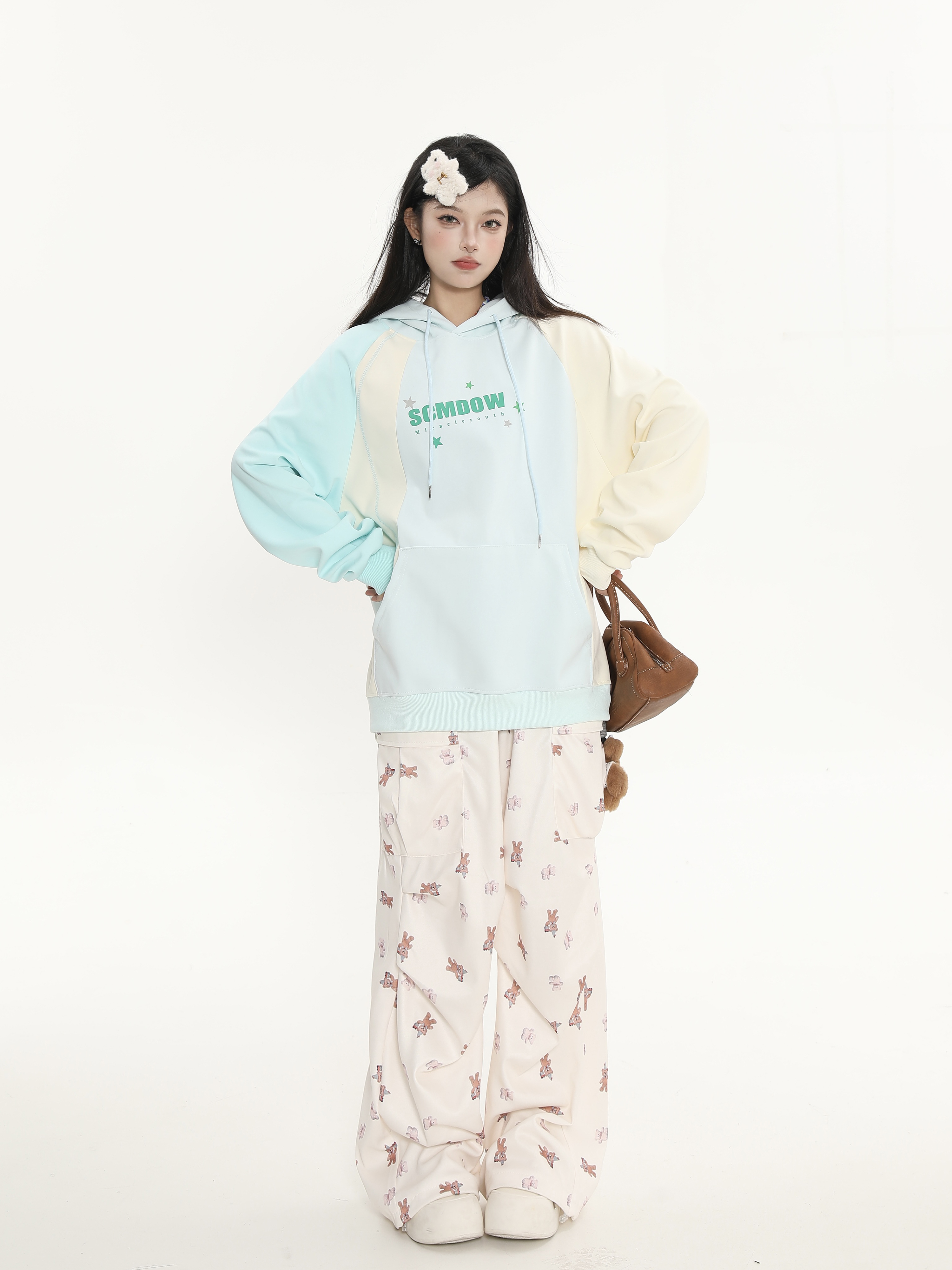 Color Block Spliced Hoodie for Women - Sweet Girl Loose Fit Autumn Jacket in Korean Style Color Block Spliced Hoodie for Women - Sweet Girl Loose Fit Autumn Jacket in Korean Style