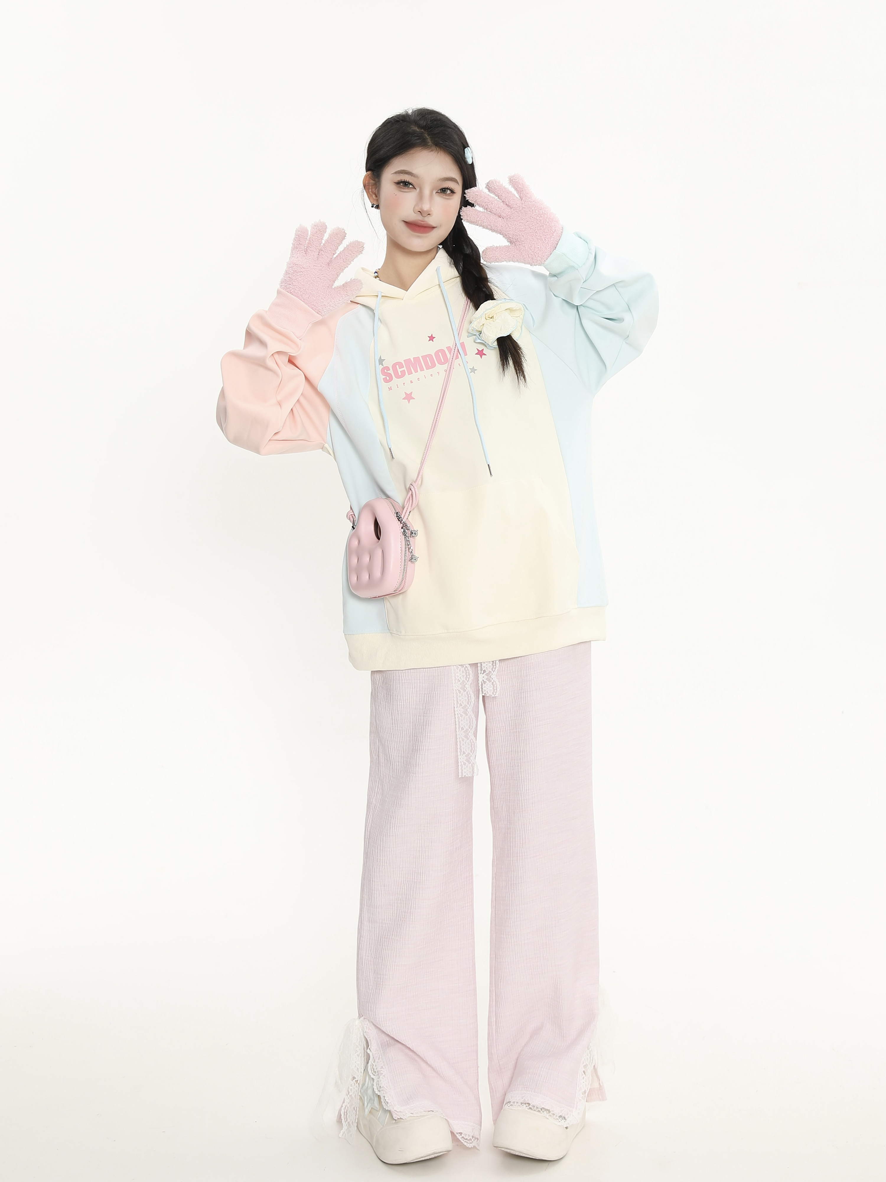 Color Block Spliced Hoodie for Women - Sweet Girl Loose Fit Autumn Jacket in Korean Style Color Block Spliced Hoodie for Women - Sweet Girl Loose Fit Autumn Jacket in Korean Style