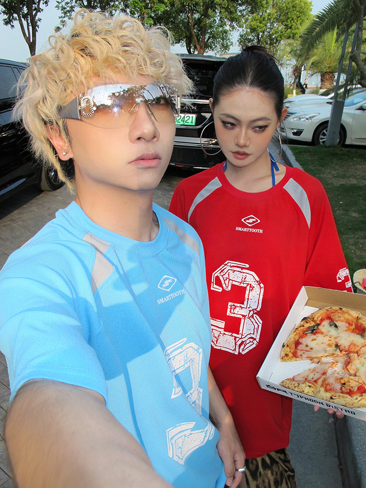 Color Block Sports T-Shirt for Couples - Loose Fit Short Sleeve Top - American Retro Style - Summer Essential for Men & Women