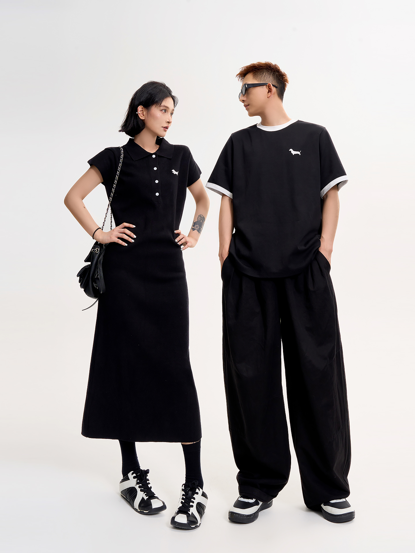 Color-Blocked Dog Embroidery Round Neck Short Sleeve T-Shirt for Women - Summer Loose Slimming Versatile Top in Korean Style Color-Blocked Dog Embroidery Round Neck Short Sleeve T-Shirt for Women - Summer Loose Slimming Versatile Top in Korean Style