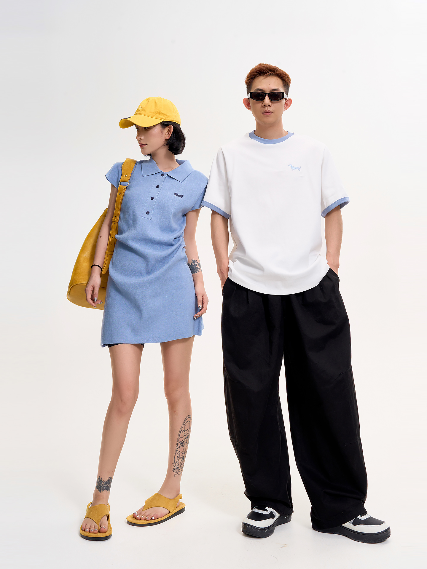 Color-Blocked Dog Embroidery Round Neck Short Sleeve T-Shirt for Women - Summer Loose Slimming Versatile Top in Korean Style Color-Blocked Dog Embroidery Round Neck Short Sleeve T-Shirt for Women - Summer Loose Slimming Versatile Top in Korean Style