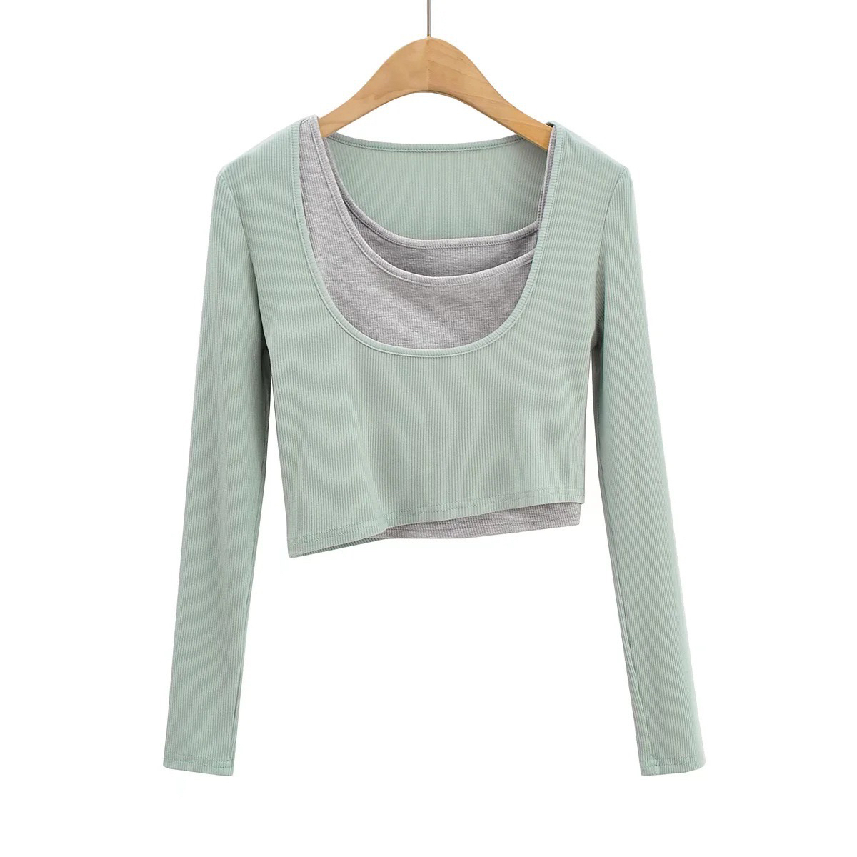 Color-Blocking Faux Two-Piece Slim Fit Jazz Dance T-Shirt for Women - Trendy Short Sleeve Practice Top Color-Blocking Faux Two-Piece Slim Fit Jazz Dance T-Shirt for Women - Trendy Short Sleeve Practice Top