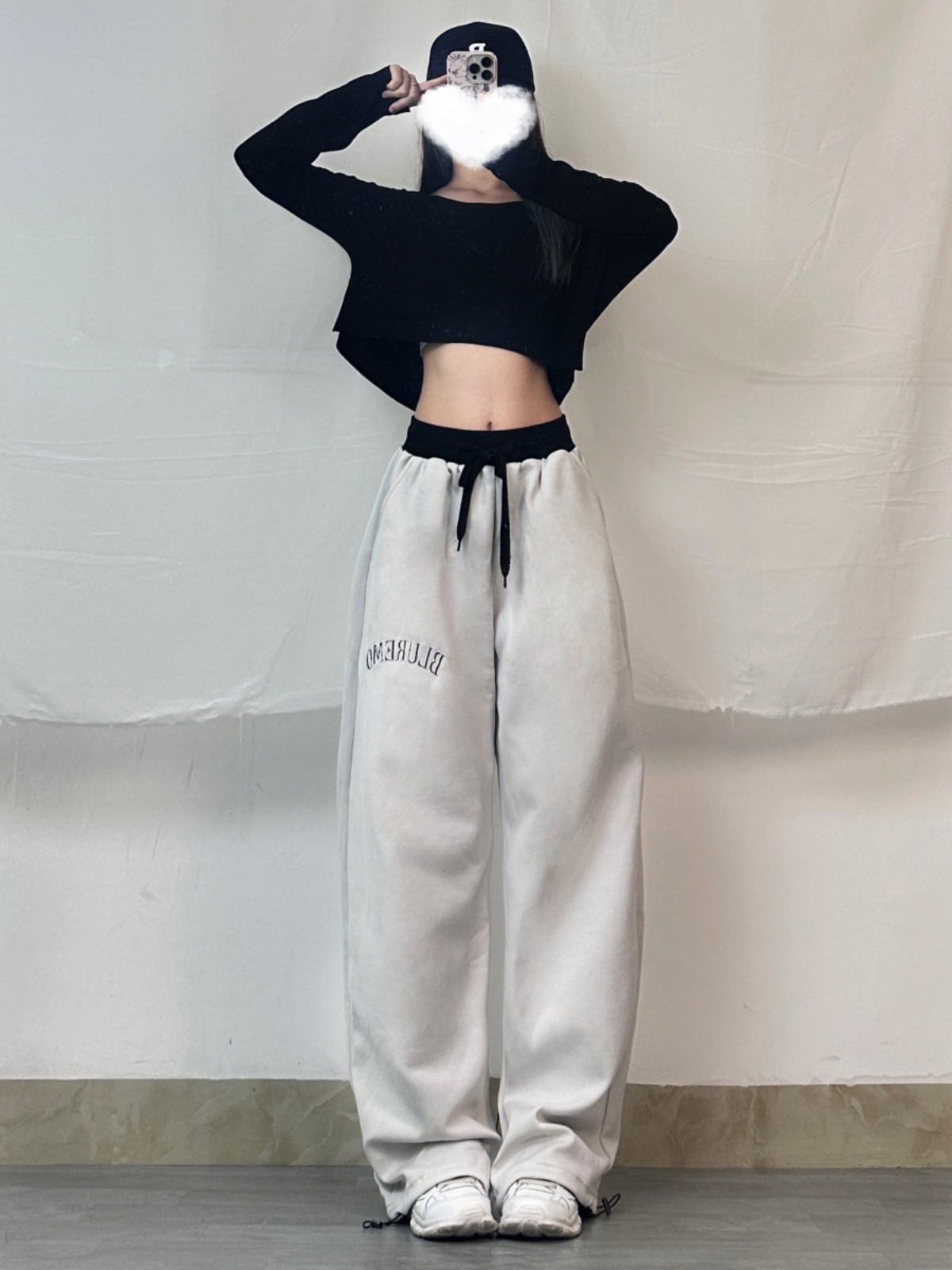 Color-Blocking Spliced Draped Straight-Leg Sweatpants for Women - Loose American Hip-Hop Street Dance Casual Wide-Leg Sports Pants Color-Blocking Spliced Draped Straight-Leg Sweatpants for Women - Loose American Hip-Hop Street Dance Casual Wide-Leg Sports Pants