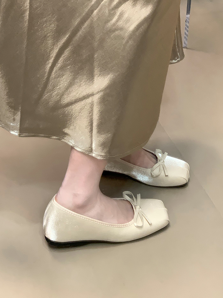 Comfortable Bow Square Toe Flats for Women - Summer 2025 Hidden Height Mary Jane Shoes in Ocean Color, Shallow Mouth Design Comfortable Bow Square Toe Flats for Women - Summer 2025 Hidden Height Mary Jane Shoes in Ocean Color, Shallow Mouth Design