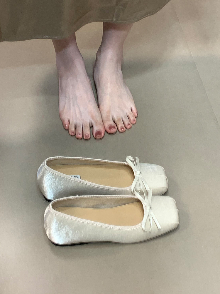 Comfortable Bow Square Toe Flats for Women - Summer 2025 Hidden Height Mary Jane Shoes in Ocean Color, Shallow Mouth Design Comfortable Bow Square Toe Flats for Women - Summer 2025 Hidden Height Mary Jane Shoes in Ocean Color, Shallow Mouth Design