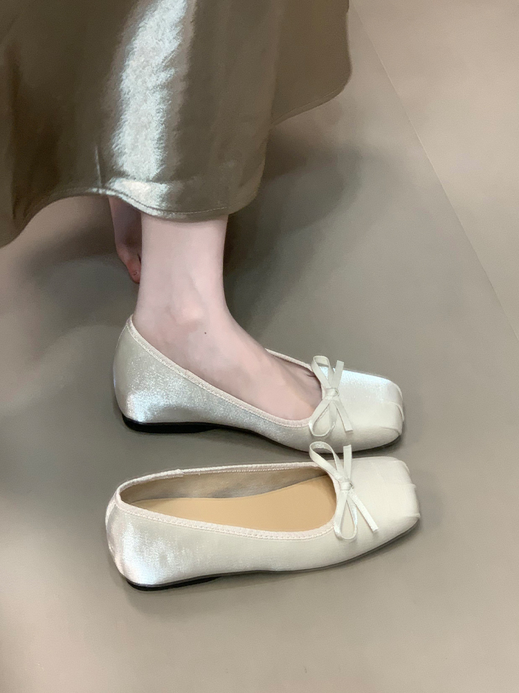 Comfortable Bow Square Toe Flats for Women - Summer 2025 Hidden Height Mary Jane Shoes in Ocean Color, Shallow Mouth Design Comfortable Bow Square Toe Flats for Women - Summer 2025 Hidden Height Mary Jane Shoes in Ocean Color, Shallow Mouth Design