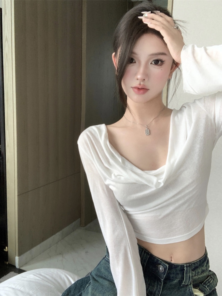 Cool Spicy Girl Hooded T-Shirt for Women - Thin Crop Top with Jazz Dance Design, Street Style, Perfect for 90s and Y2K Fashion