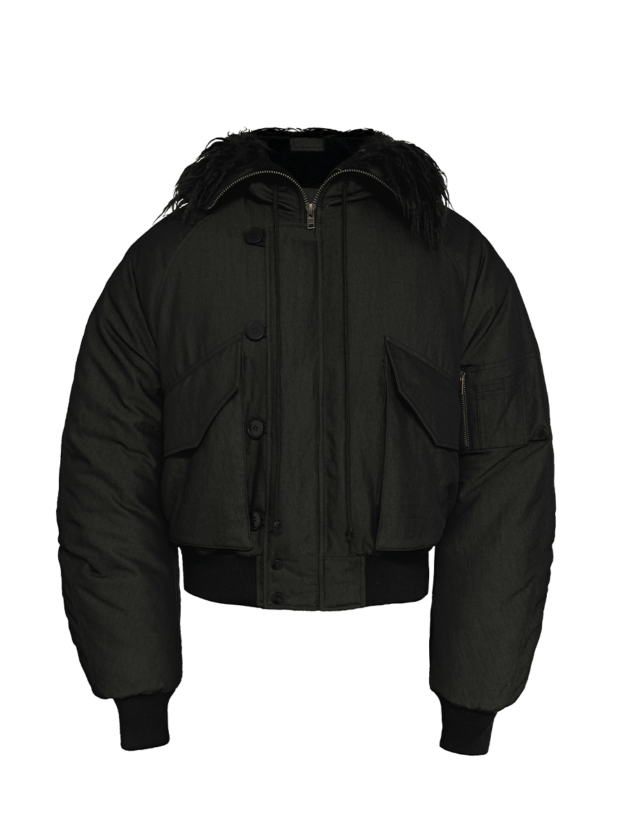 Cotton N2B Bomber Jacket with Carnivorous Flower Print, 3M Thinsulate, Short Wide Silhouette, Curved Sleeves, Y2K Style Cotton N2B Bomber Jacket with Carnivorous Flower Print, 3M Thinsulate, Short Wide Silhouette, Curved Sleeves, Y2K Style