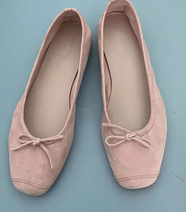 Cowhide French Round-Toe Ballet Flats for Women, Slip-On Casual Loafers, Soft-Soled Grandma Shoes, Comfortable Everyday Footwear