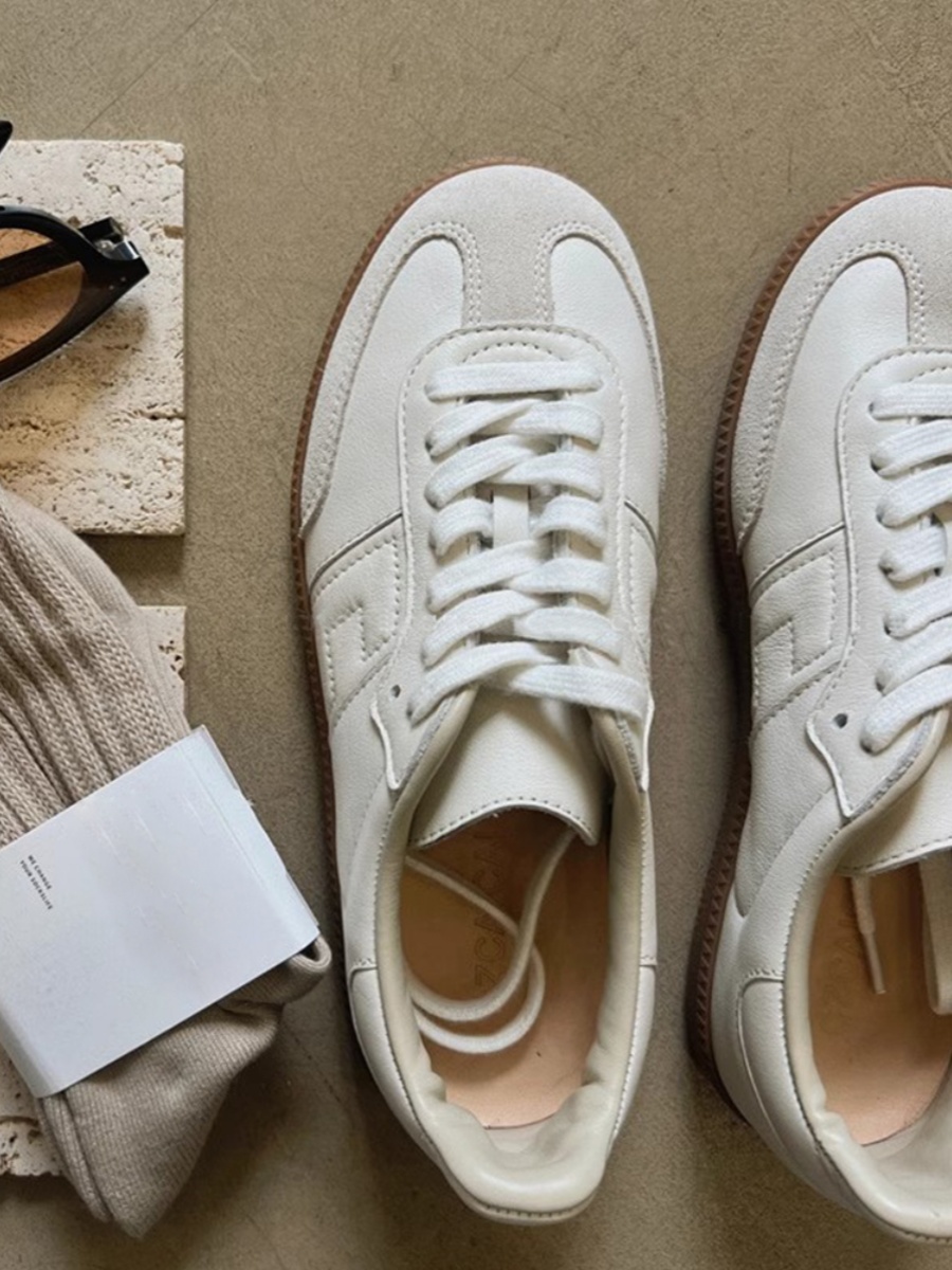 Cowhide Women's Classic German Training Shoes - 2025 Spring Little White Board Shoes, Casual Internet Celebrity Style Cowhide Women's Classic German Training Shoes - 2025 Spring Little White Board Shoes, Casual Internet Celebrity Style