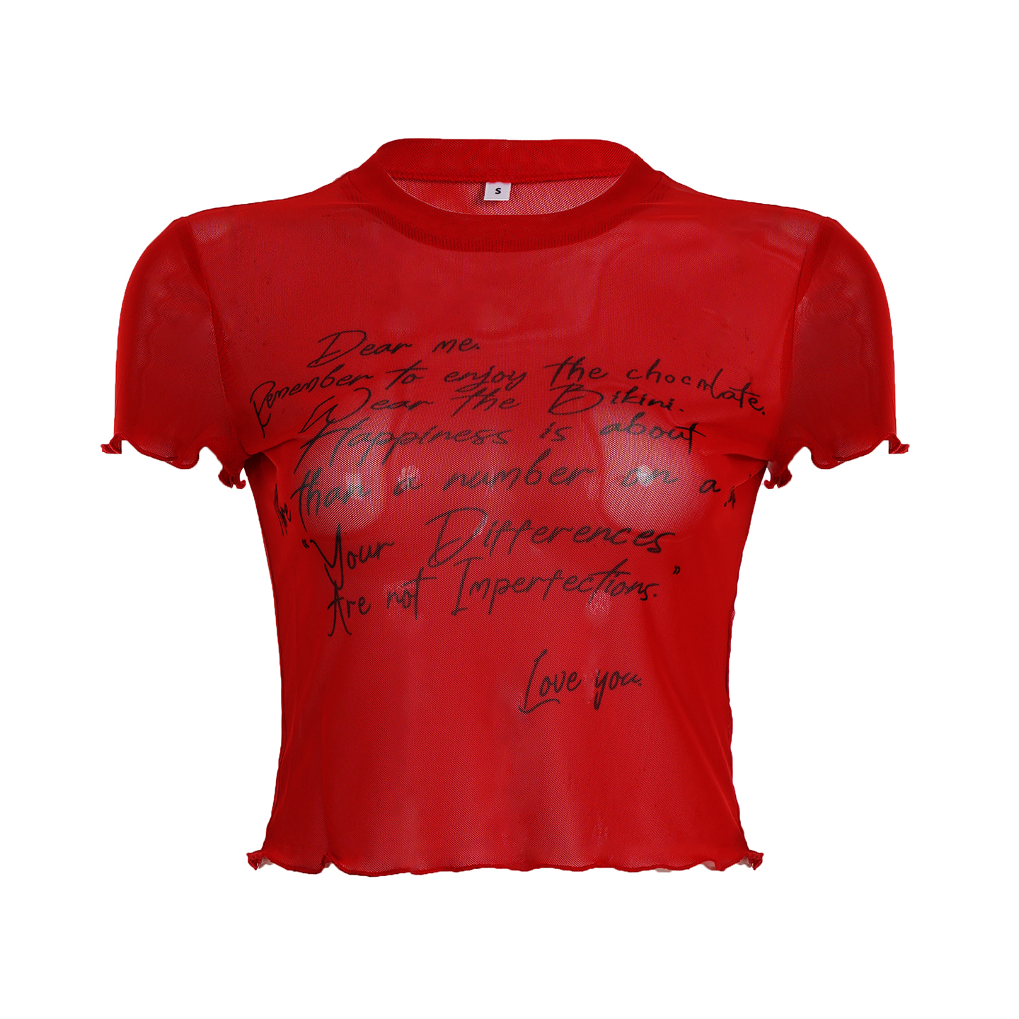 Crimson Witch Abbie Perspective Letter Print T-Shirt - Casual Versatile Punk Style Short Top for 90s Y2K Fashion