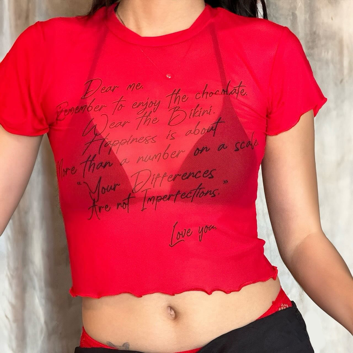 Crimson Witch Abbie Perspective Letter Print T-Shirt - Casual Versatile Punk Style Short Top for 90s Y2K Fashion Crimson Witch Abbie Perspective Letter Print T-Shirt - Casual Versatile Punk Style Short Top for 90s Y2K Fashion