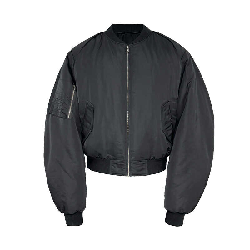 Curved Blade Profile Cotton Bomber Jacket - 3M Snow Velvet, 400g Armor Structure, Short Wide Fit, Trendy Winter Outerwear