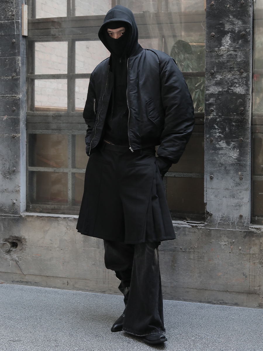 Curved Blade Profile Cotton Bomber Jacket - 3M Snow Velvet, 400g Armor Structure, Short Wide Fit, Trendy Winter Outerwear Curved Blade Profile Cotton Bomber Jacket - 3M Snow Velvet, 400g Armor Structure, Short Wide Fit, Trendy Winter Outerwear