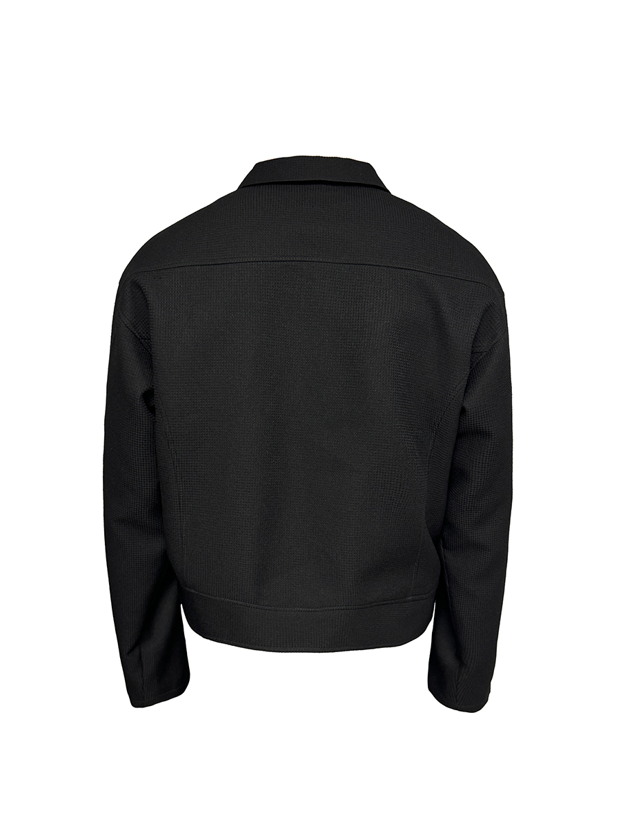 Curved Deconstruction C-Zipper Jacket - Short Wide Silhouette, Trendy Casual Outerwear, Modern Fashion Statement Curved Deconstruction C-Zipper Jacket - Short Wide Silhouette, Trendy Casual Outerwear, Modern Fashion Statement