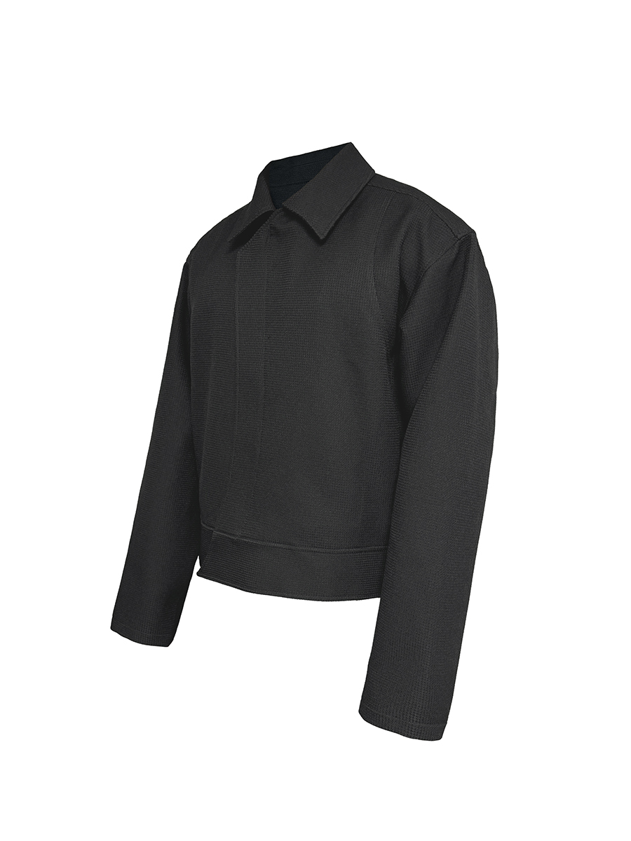 Curved Deconstruction C-Zipper Jacket - Short Wide Silhouette, Trendy Casual Outerwear, Modern Fashion Statement Curved Deconstruction C-Zipper Jacket - Short Wide Silhouette, Trendy Casual Outerwear, Modern Fashion Statement