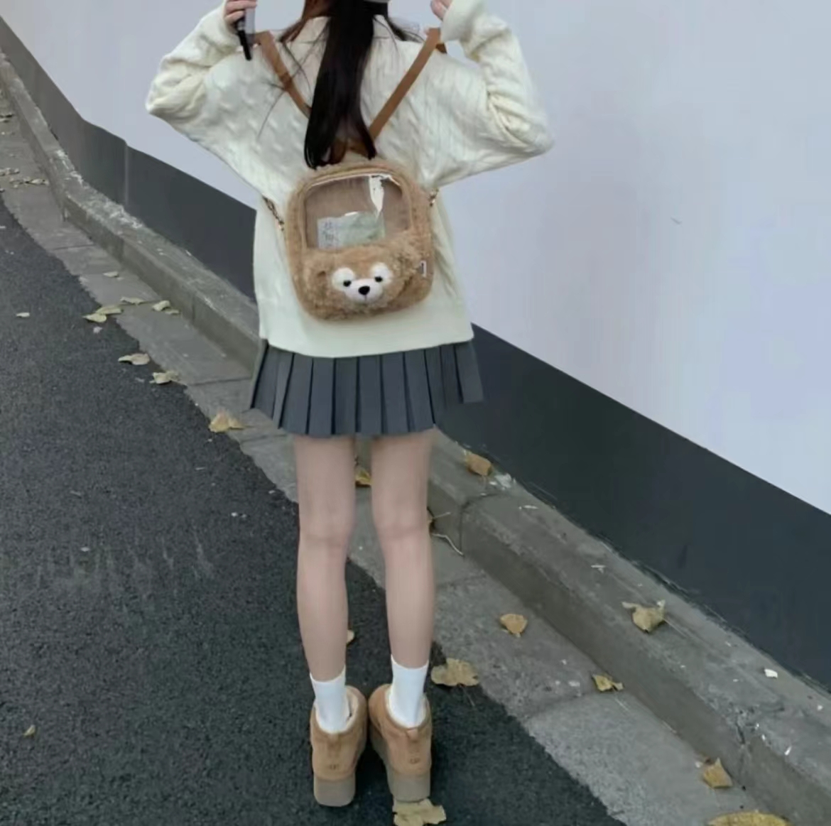 Cute Fluffy Duffy Bear Plush Backpack - Large Capacity Commuter Shoulder Tote Crossbody Bag for Y2K and Korean Style Fashion Cute Fluffy Duffy Bear Plush Backpack - Large Capacity Commuter Shoulder Tote Crossbody Bag for Y2K and Korean Style Fashion