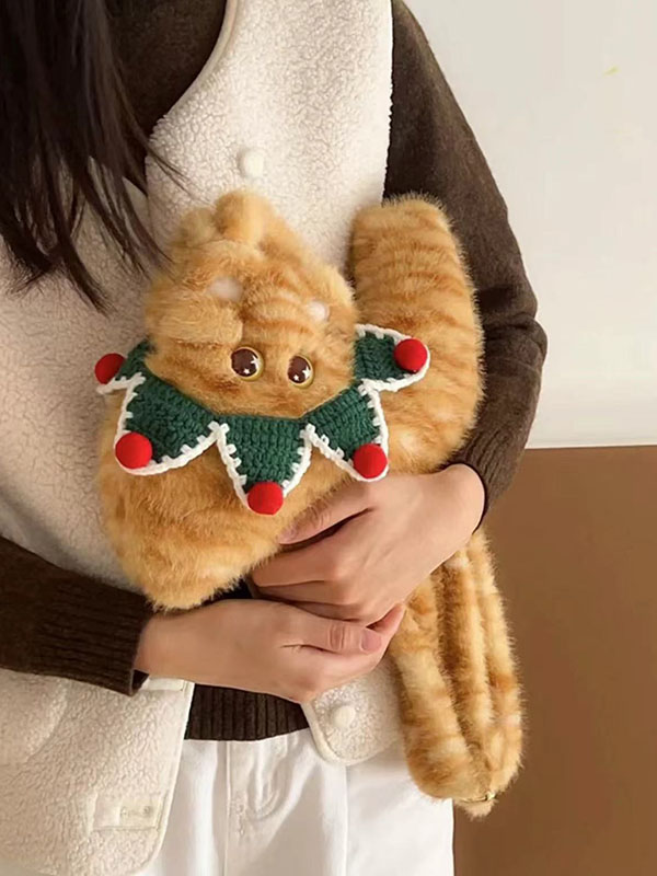 Cute Plush Cat Crossbody Bag for Women - Adorable Versatile Underarm Shoulder Bag for Autumn/Winter 2025 Trend