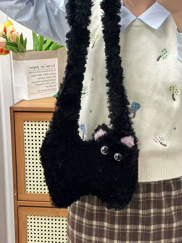 Cute Plush Cat Crossbody Bag for Women - Adorable Versatile Underarm Shoulder Bag for Autumn/Winter 2025 Trend Cute Plush Cat Crossbody Bag for Women - Adorable Versatile Underarm Shoulder Bag for Autumn/Winter 2025 Trend