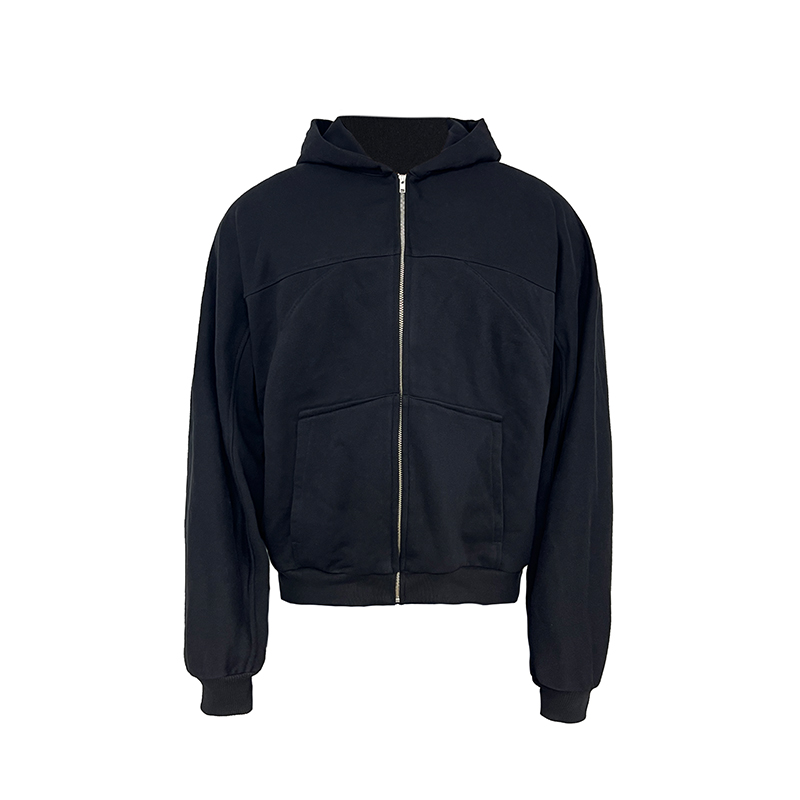 Deconstructed Boxy Fit Flying Squirrel Hoodie - Short Zip-Up Sweatshirt in Trendy Streetwear Style Deconstructed Boxy Fit Flying Squirrel Hoodie - Short Zip-Up Sweatshirt in Trendy Streetwear Style