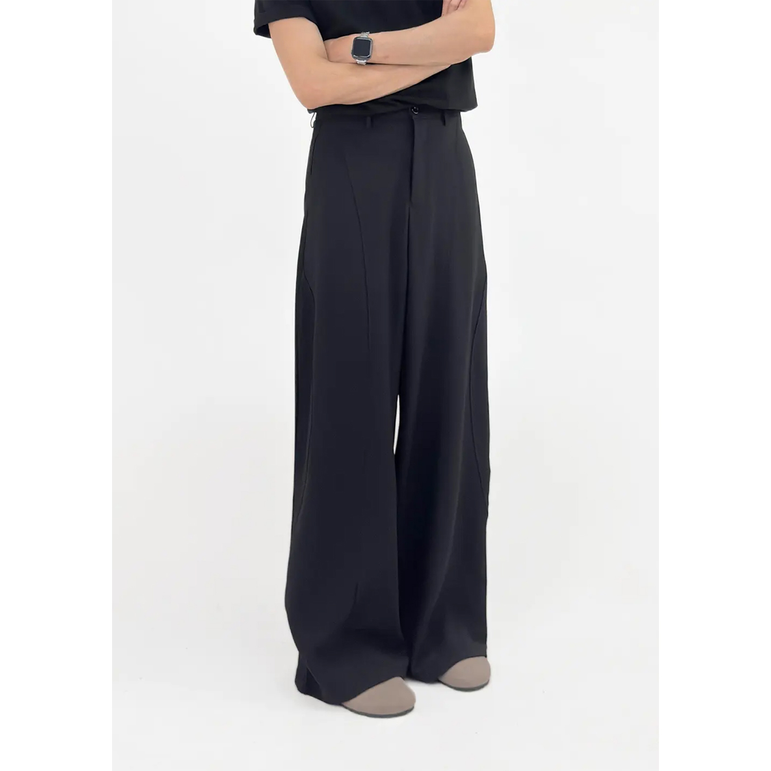 Deconstructed Design Wide-Leg Loose Floor-Length Pants for Men - Casual Diagonal Split Style, Trendy 90s Inspired Fashion