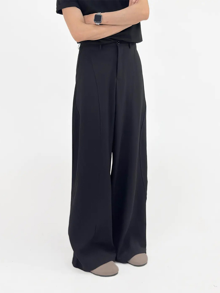 Deconstructed Design Wide-Leg Loose Floor-Length Pants for Men - Casual Diagonal Split Style, Trendy 90s Inspired Fashion