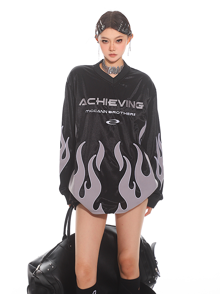 Deconstructed Liquid Gloss Color-Block Loose Long Sleeve T-Shirt - 2025 Early Spring Collection, Trendy 90s Y2K Style Top Deconstructed Liquid Gloss Color-Block Loose Long Sleeve T-Shirt - 2025 Early Spring Collection, Trendy 90s Y2K Style Top