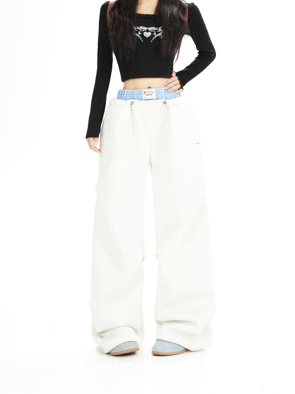 Deep Blue Color-Blocked Relaxed Fit Tapered Sweatpants for Women - High-Quality Casual Sports Pants for Spring and Autumn