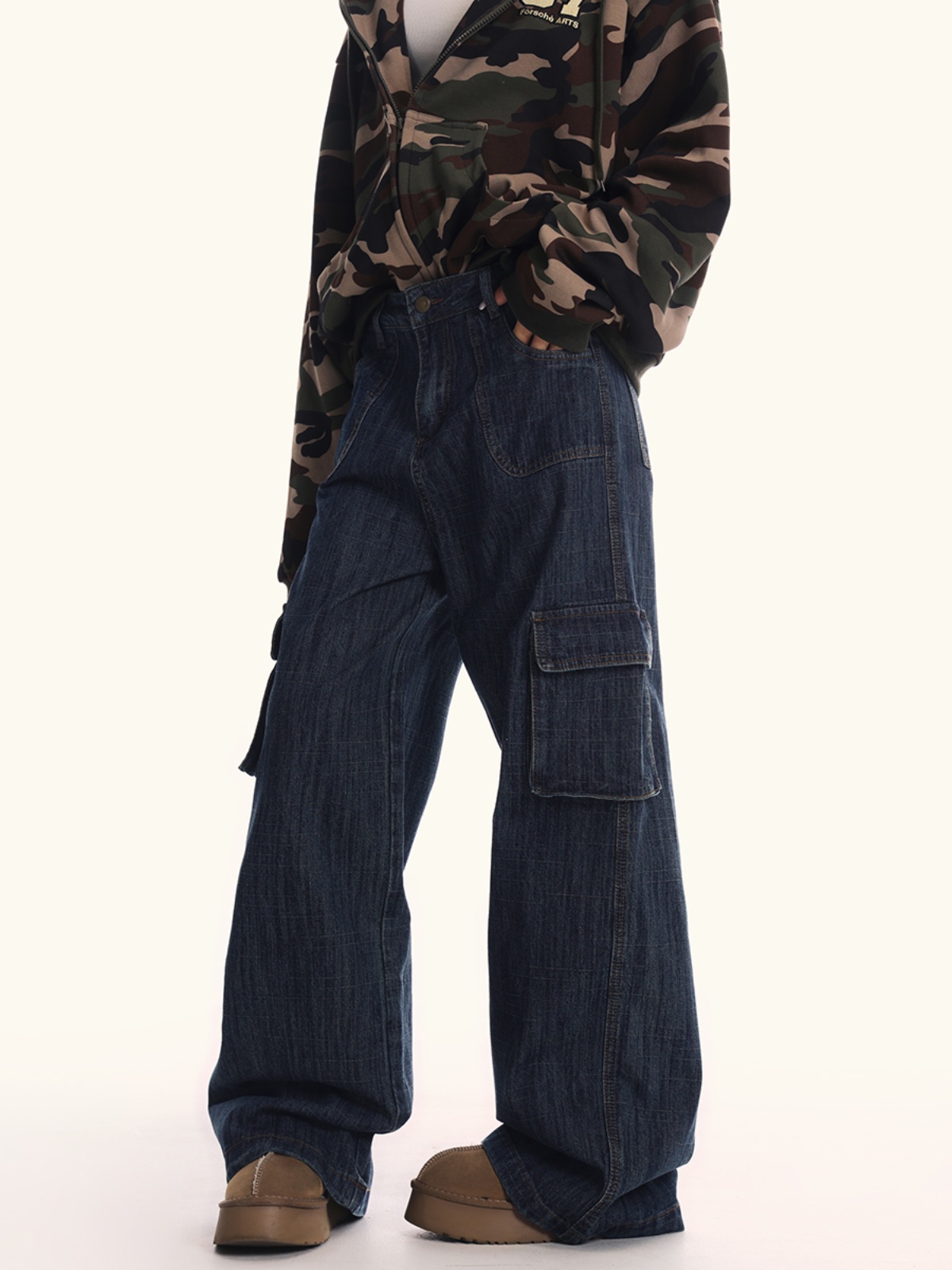 Deep Blue Denim Workwear Jeans for Men and Women - Loose Fit American Vintage Casual Straight Wide-Leg Pants Deep Blue Denim Workwear Jeans for Men and Women - Loose Fit American Vintage Casual Straight Wide-Leg Pants