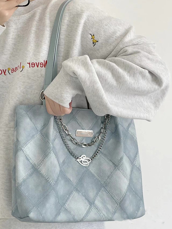 Diamond Quilted Tote Bag for Women - Trendy Retro Shoulder Bag with Large Capacity for Students and Commuters, 2025 Fashion Essential Diamond Quilted Tote Bag for Women - Trendy Retro Shoulder Bag with Large Capacity for Students and Commuters, 2025 Fashion Essential