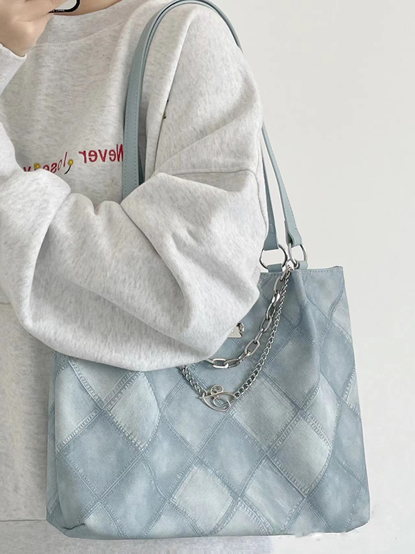 Diamond Quilted Tote Bag for Women - Trendy Retro Shoulder Bag with Large Capacity for Students and Commuters, 2025 Fashion Essential