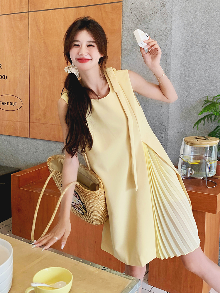 Dopamine Yellow Sleeveless Dress for Women - Trendy Summer Tank Dress, Youthful Style, High-End Fashion