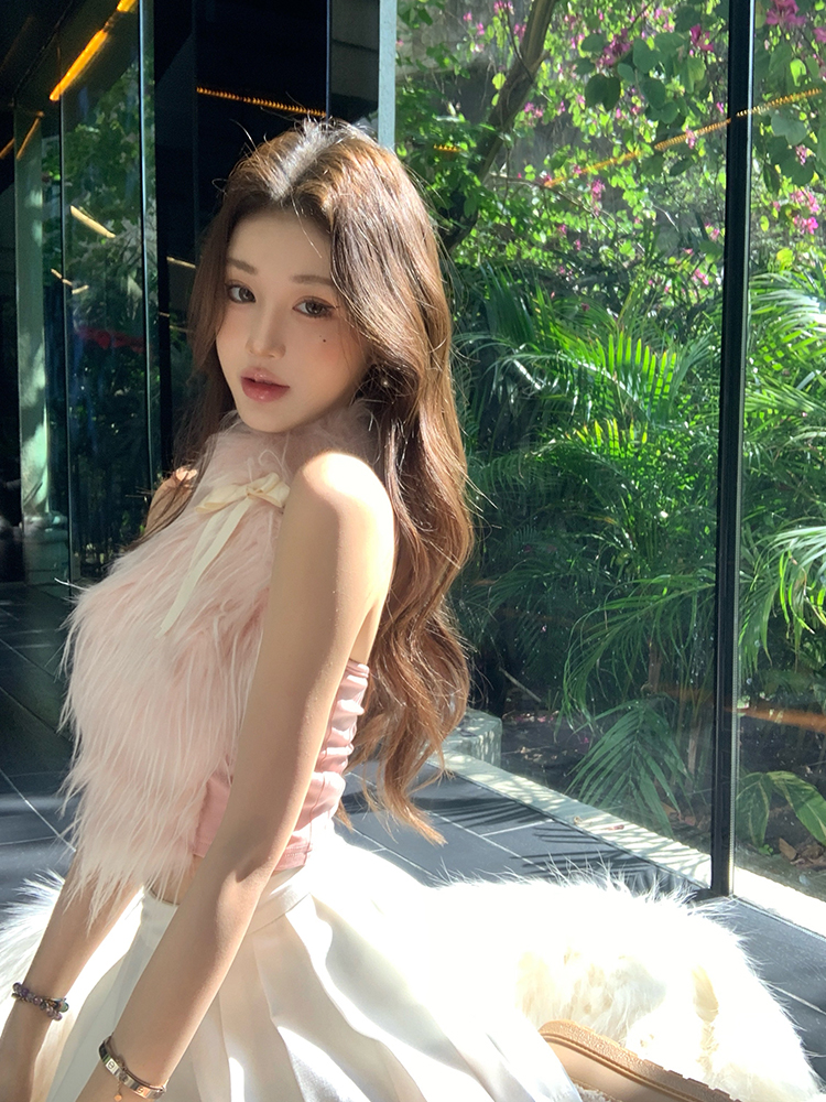 Double-Layer Bow Eco-Friendly Wool Vest for Women - Halter Strapless Backless Top in Early Spring Style Double-Layer Bow Eco-Friendly Wool Vest for Women - Halter Strapless Backless Top in Early Spring Style