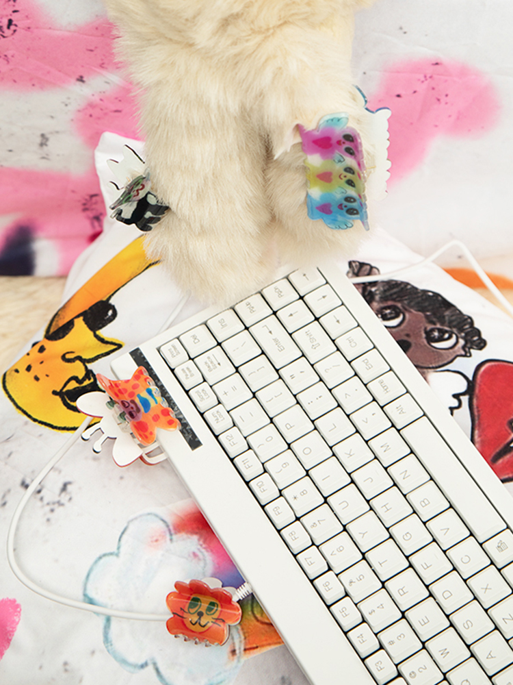 Double-Sided Printed Glitter Hair Clip - Graffiti Design, Artist Original, Trendy Hair Accessory, Y2K Style