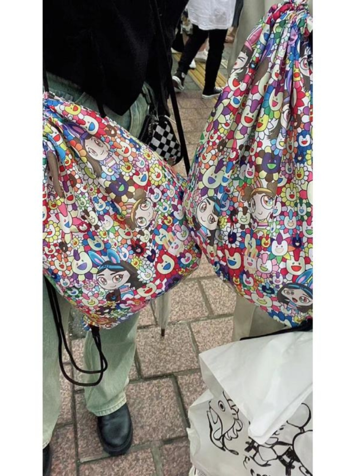 Drawstring Closure Backpack with Japanese Cartoon Print, Nylon Fabric, Niche Design - Trendy Student School Bag Drawstring Closure Backpack with Japanese Cartoon Print, Nylon Fabric, Niche Design - Trendy Student School Bag