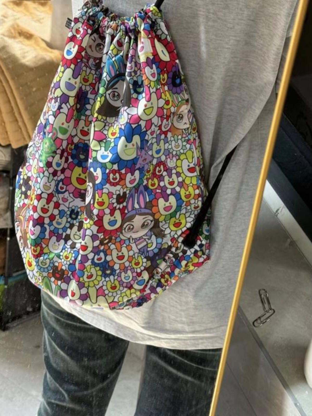 Drawstring Closure Backpack with Japanese Cartoon Print, Nylon Fabric, Niche Design - Trendy Student School Bag Drawstring Closure Backpack with Japanese Cartoon Print, Nylon Fabric, Niche Design - Trendy Student School Bag