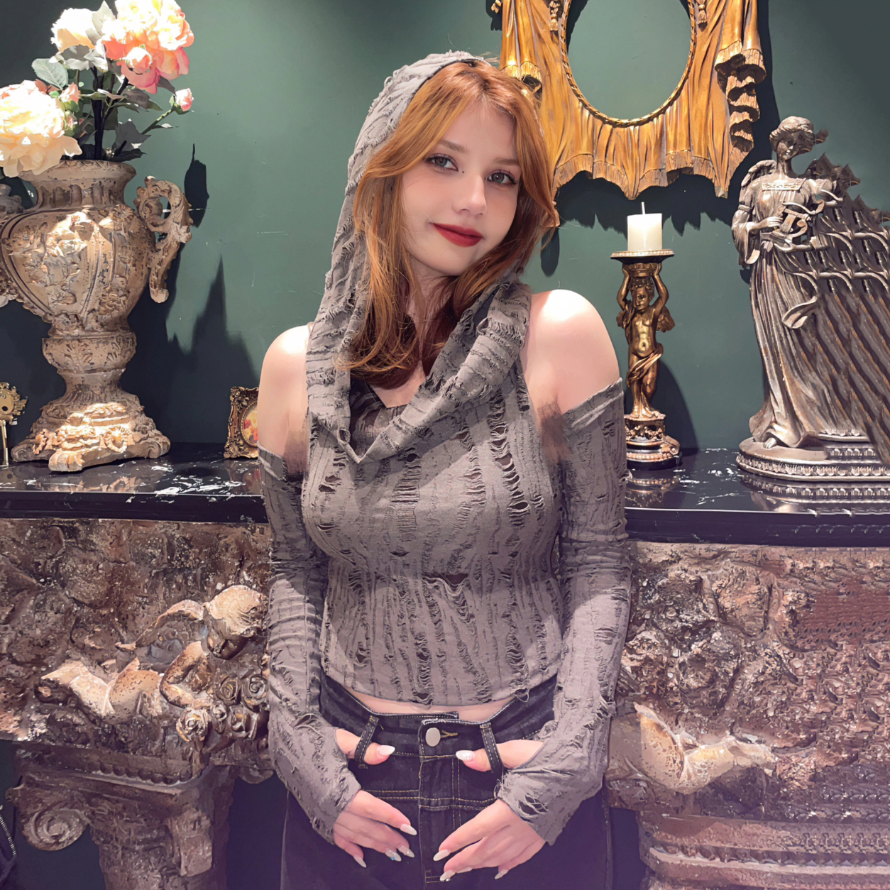 Dune Wasteland Windbreaker Hoodie for Women - K-Pop Inspired Performance Outfit, Jazz Dance Base Layer Top