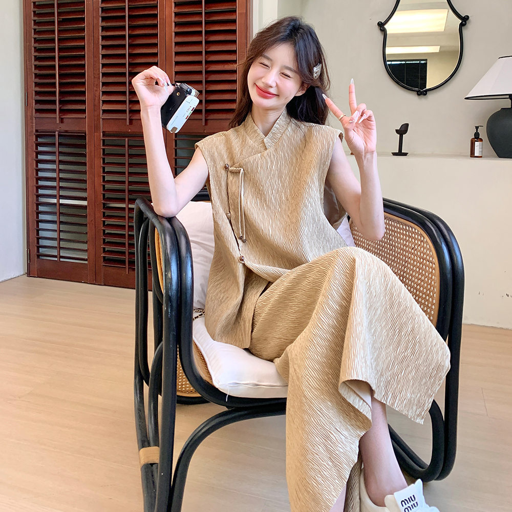 Elegant Chinese-Style Qipao Dress for Women, High-Quality Long Skirt Two-Piece Set, Spring Summer 2025 Fashion