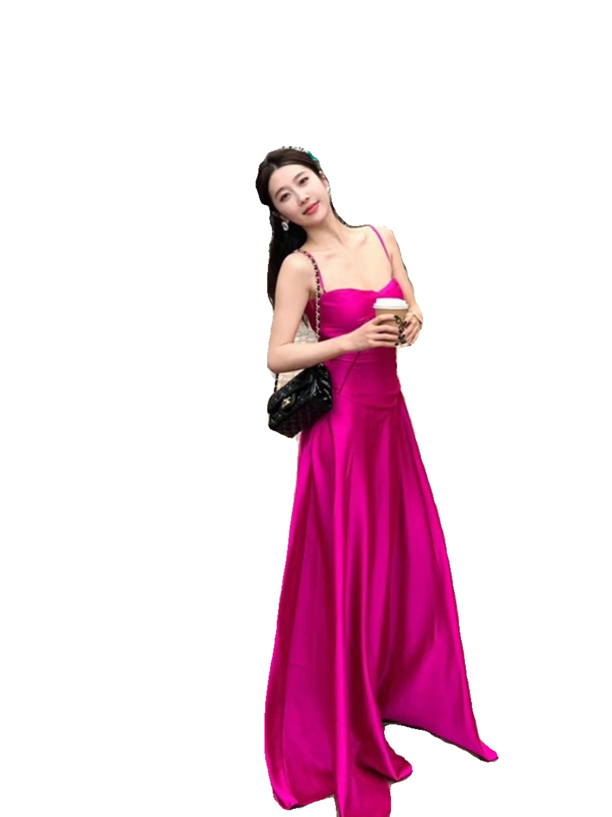 Elegant French-Style Spaghetti Strap Fishtail Evening Dress for Women, Long Birthday Party Gown, High-End Niche Design Elegant French-Style Spaghetti Strap Fishtail Evening Dress for Women, Long Birthday Party Gown, High-End Niche Design
