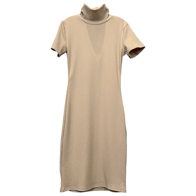 Elegant Korean Style Bodycon Dress with Half High Collar and Short Sleeves - Feminine Sexy Fashion for Women Elegant Korean Style Bodycon Dress with Half High Collar and Short Sleeves - Feminine Sexy Fashion for Women